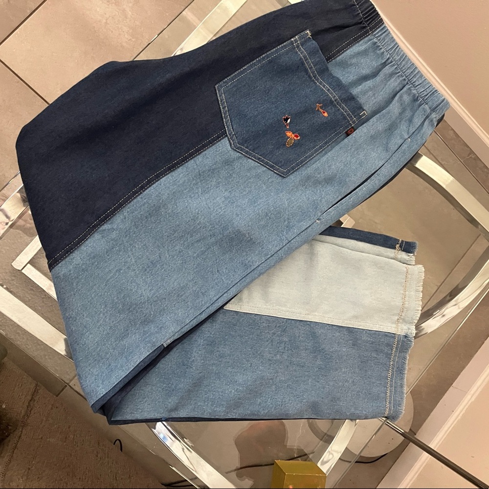 Democracy Patchwork Embroidered Jeans L - image 2